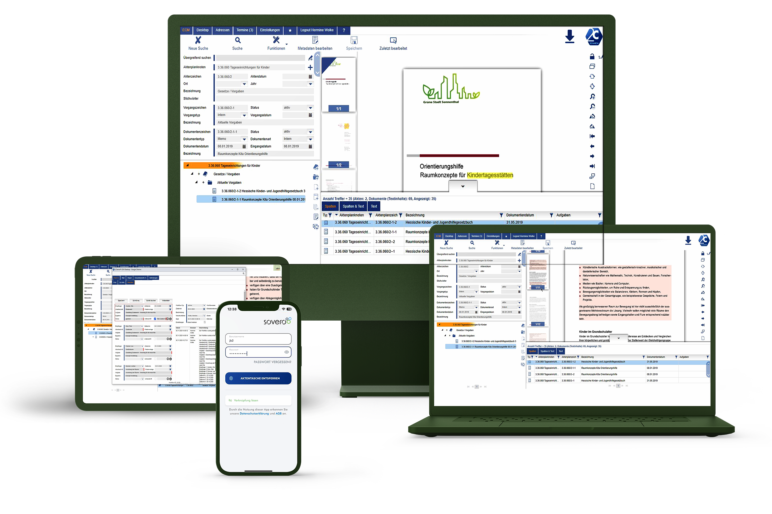 2Charta ECM Endgeräte - desktop, Tablet, Mobile Phone